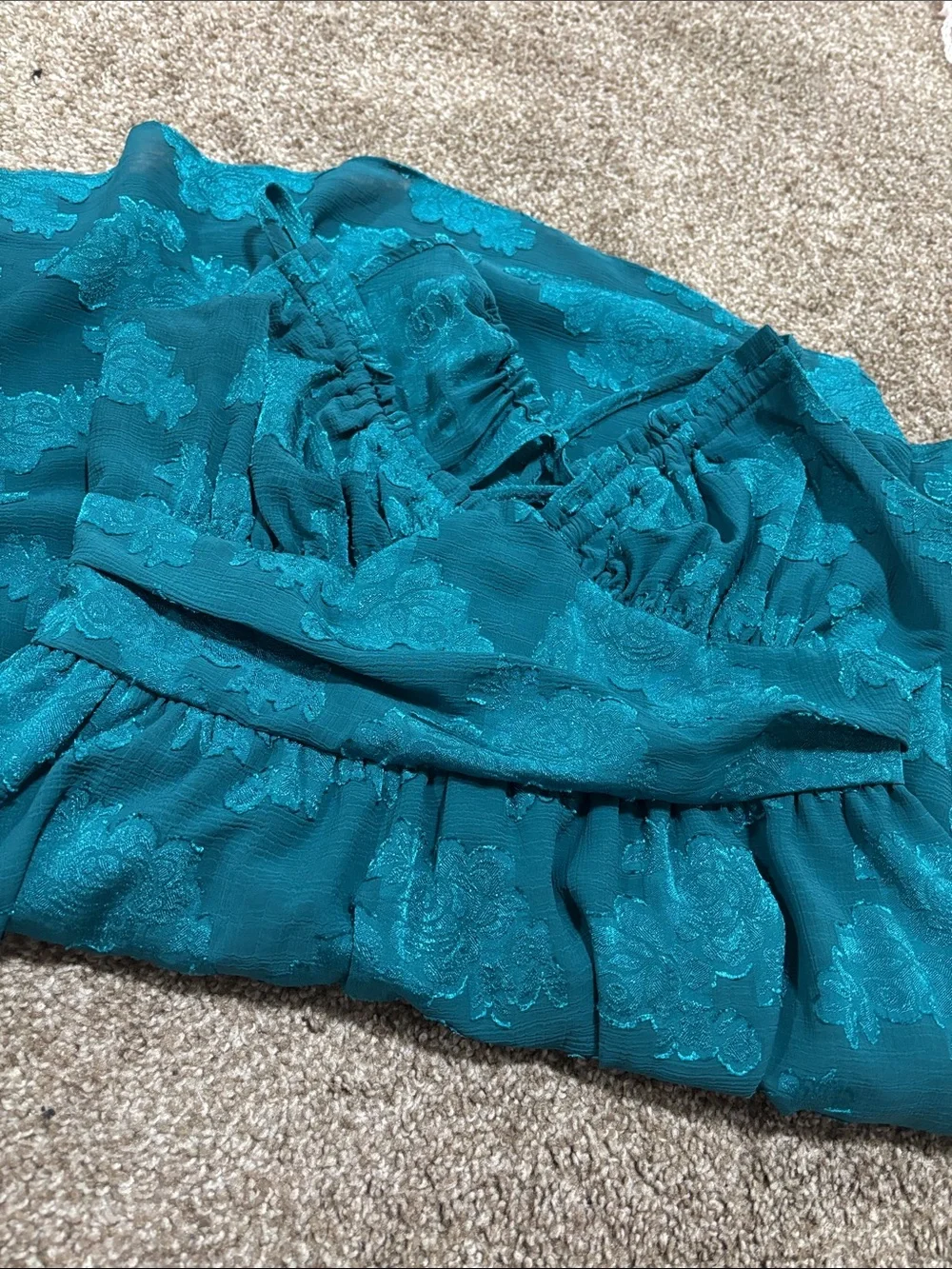 wild fable Teal Lace-Textured Lace-Back Dress
